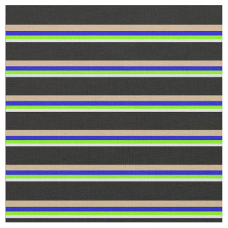Lavender, Green, Blue, Tan & Black Pattern Fabric