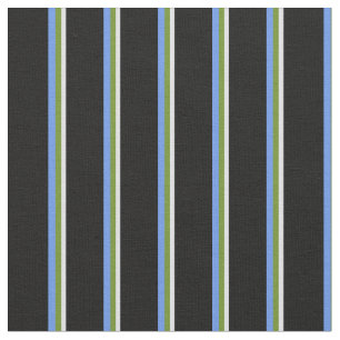 Lavender, Green, Cornflower Blue & Black Lines Fabric