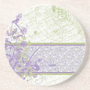 Lavender & Green floral Swirls Coaster