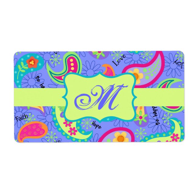 Lavender Green Modern Paisley Pattern Monogram (Front)