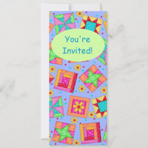 Lavender Green Patchwork Quilt Block Art Invitation