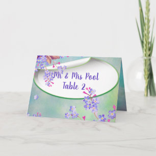 Lavender green wedding table card