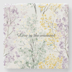 Lavender Green Yellow Trees Stone Coaster