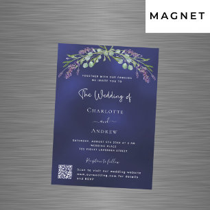 Lavender greenery blue QR RSVP luxury wedding Magnetic Invitation