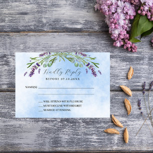 Lavender greenery blue wedding RSVP response