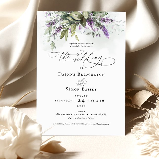 Lavender Greenery Script Wedding Invitation (Creator Uploaded)