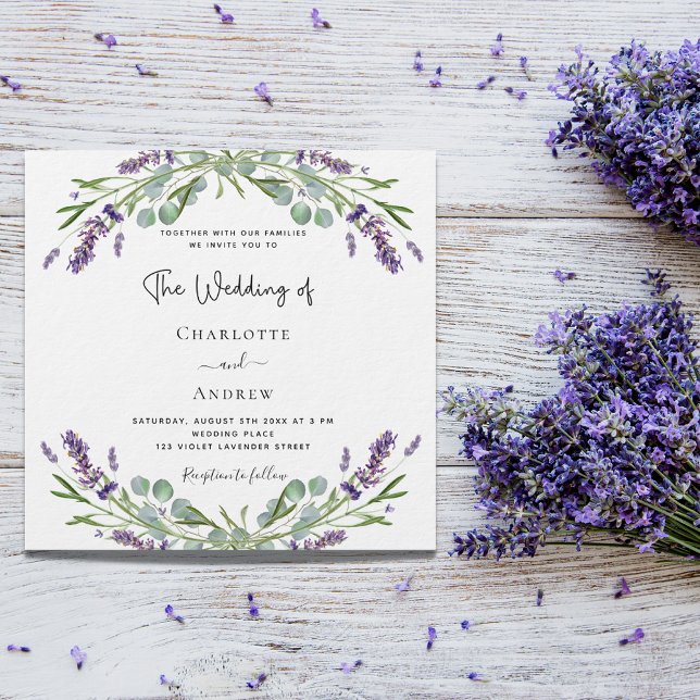 Lavender greenery violet florals luxury wedding  invitation (Creator Uploaded)