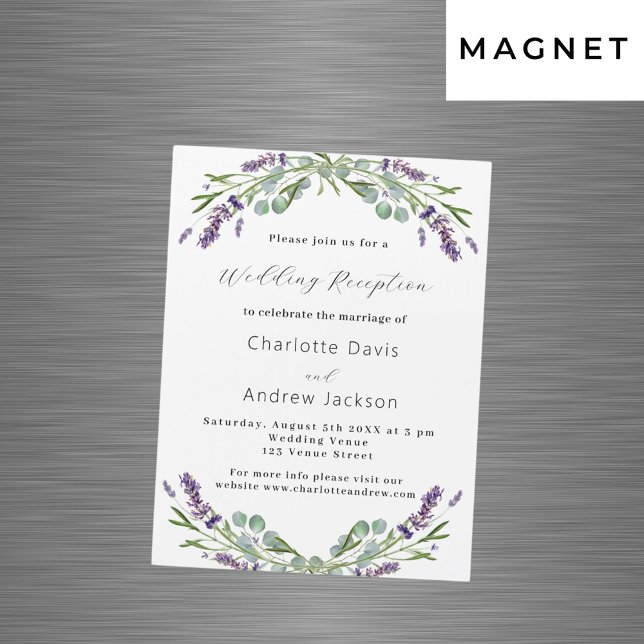 Lavender greenery violet luxury wedding reception magnetic invitation (Creator Uploaded)