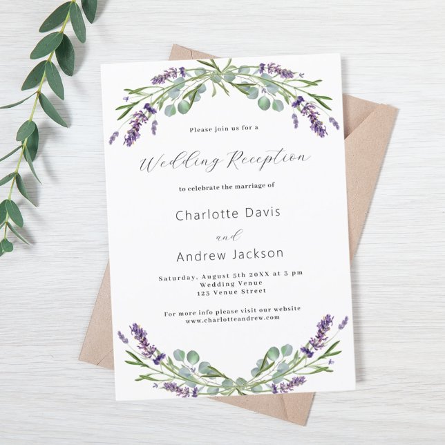 Lavender greenery violet wedding reception invitation (Creator Uploaded)