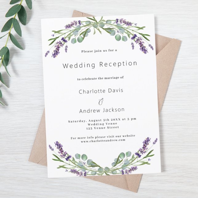 Lavender greenery violet wedding reception invitation (Creator Uploaded)