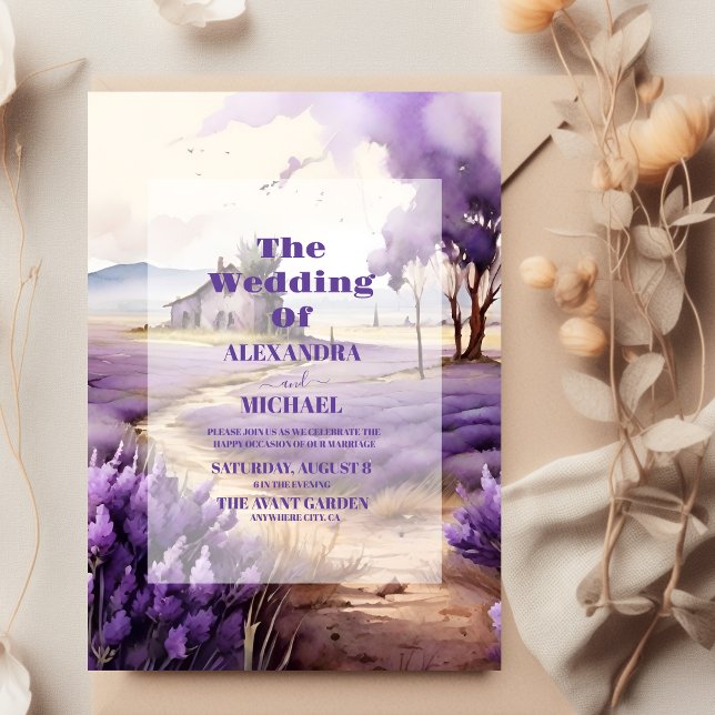 Lavender Greenery Wedding Invitation (Creator Uploaded)