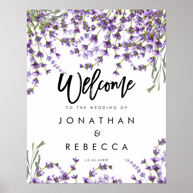 lavender greenery wedding welcome sign poster (Front)