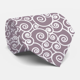 Lavender Grey and White Swirls and Circles Pattern Tie