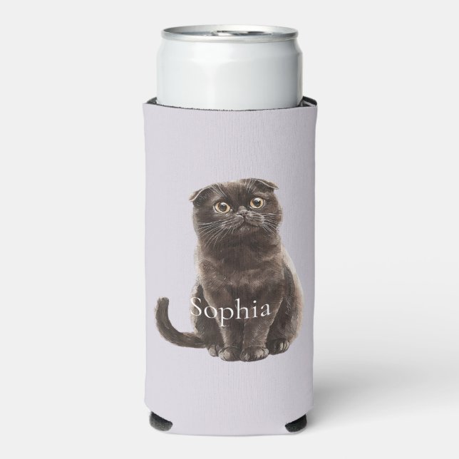 Lavender Grey Cat  Seltzer Can Cooler (Seltzer Front)