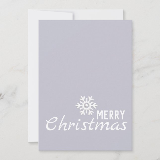 Lavender Grey Christmas card White Snowflake  (Front)