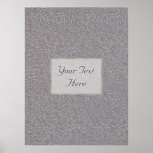 Lavender Grey Embossed Leaf Vines Poster