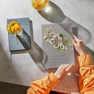 Lavender Grey Floral Funeral Memorial Announcement