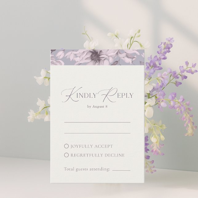 Lavender Grey Floral RSVP Card (Creator Uploaded)