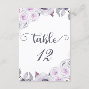 Lavender & Grey Floral Table Number Seating