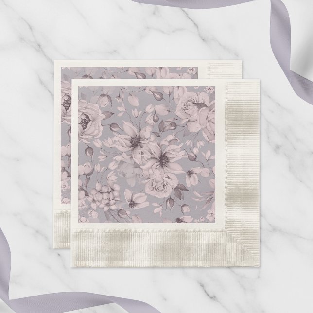 Lavender Grey Floral Watercolor Napkin (Creator Uploaded)