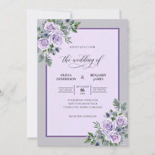Lavender Grey Foliage Eucalyptus Wedding Invitation