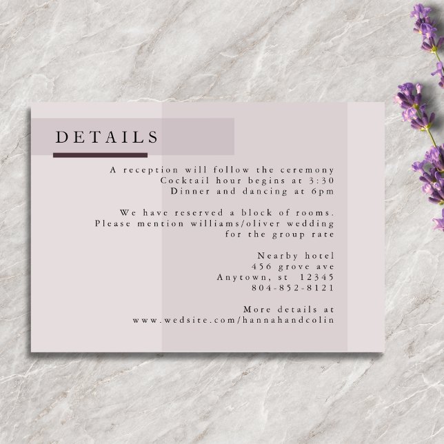 Lavender Grey Neutral Minimalist Wedding Enclosure Card (Creator Uploaded)