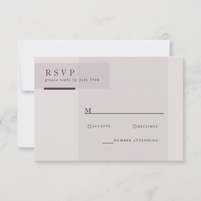 Lavender Grey Neutral Minimalist Wedding RSVP Card (Front)