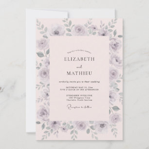 Lavender Grey Painted Wedding Invitation