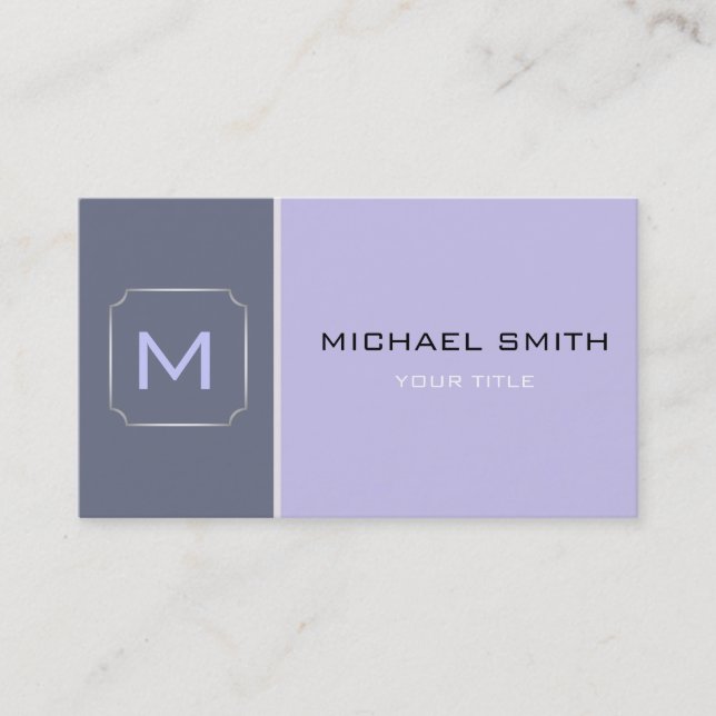 Lavender & Grey Plain Elegant Professional Modern Business Card (Front)