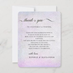 Lavender Grey Reception Table Thank You Card