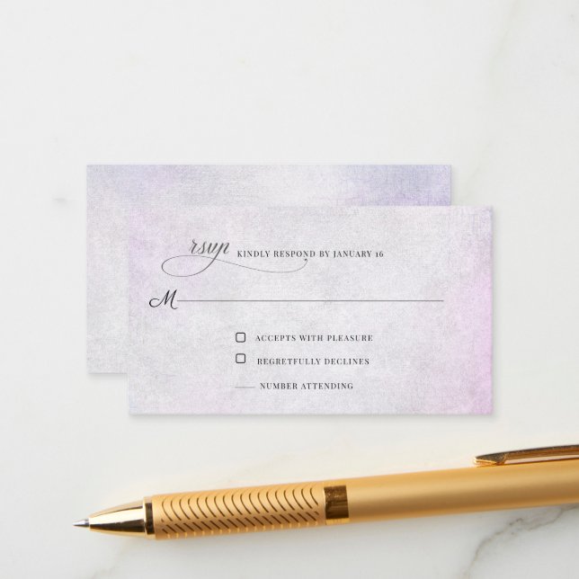 Lavender Grey RSVP Enclosure Card (Front/Back In Situ)