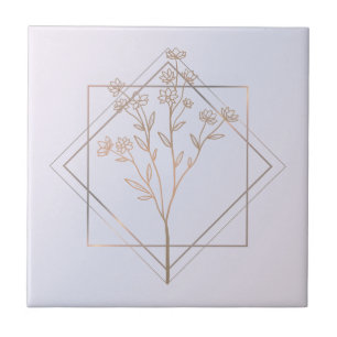 Lavender grey with golden floral design tile