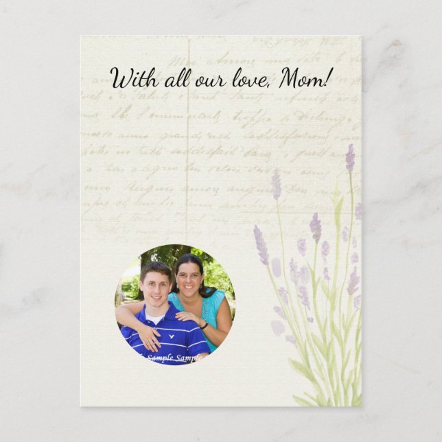 Lavender Growing Vintage Handwriting Mother's Day  Postcard (Front)