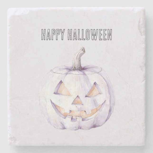 Lavender Halloween Pumpkin Stone Coaster (Front)
