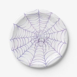 Lavender Halloween Spider on Web Paper Plate