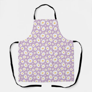 Lavender Hand Drawn Daisy Pattern Apron