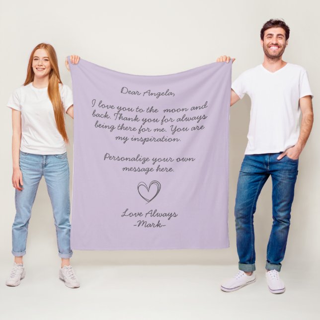 Lavender Handwritten Love Letter or message    Fleece Blanket (In Situ)