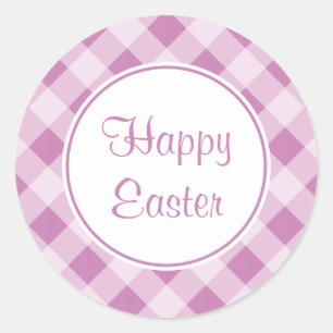 Lavender Happy Easter Gingham Stickers