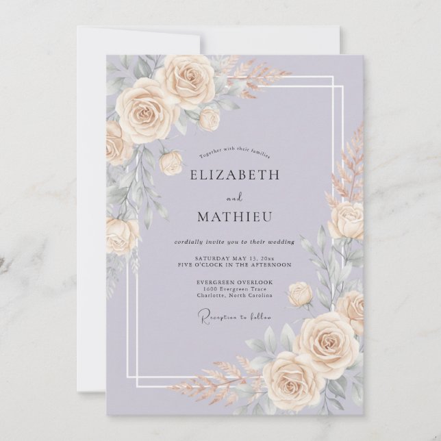Lavender Harmonious Spring Wedding Invitation (Front)