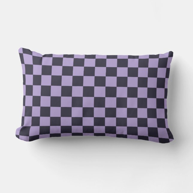 Lavender haze chequerboard pattern lumbar cushion (Front)