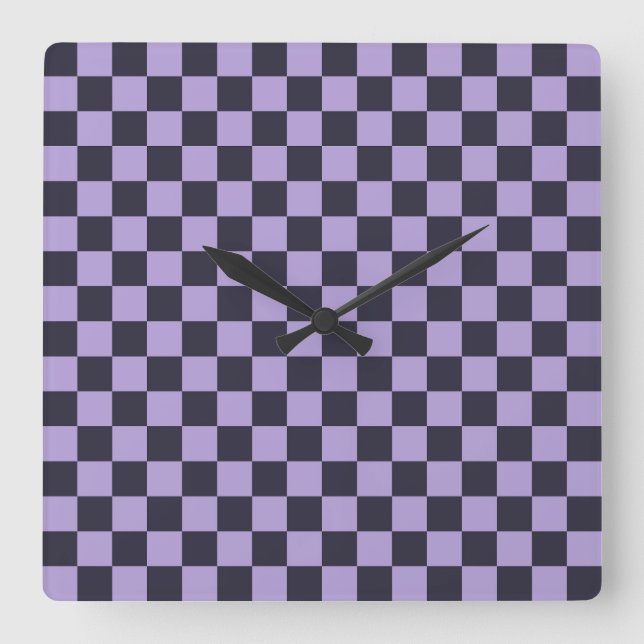 Lavender haze chequerboard pattern square wall clock (Front)