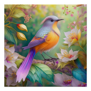 Lavender Headed Orange Breasted Fantasy Bird Poster