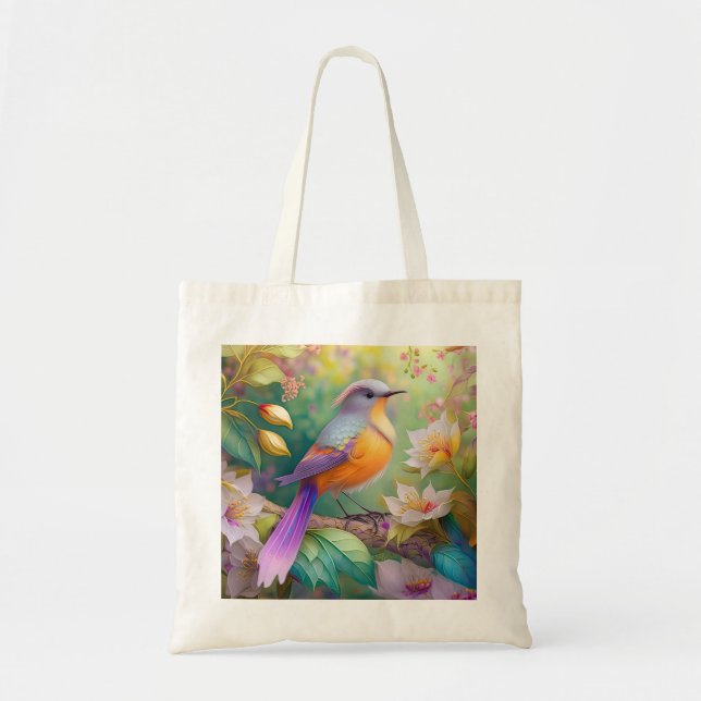 Lavender Headed Orange Breasted Fantasy Bird Tote Bag (Front)