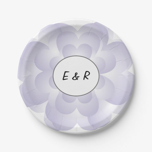 Lavender Heart Flower Paper Plate (Front)