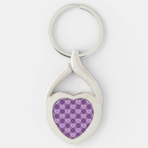 Lavender Heart Purple Diamond Argyle Pattern Key Ring