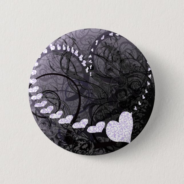 Lavender Heart Swirls 6 Cm Round Badge (Front)