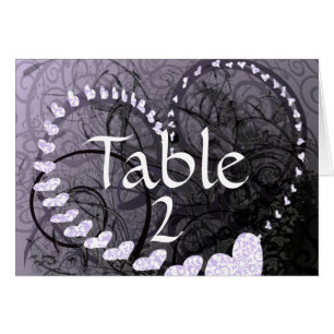 Lavender Heart Swirls Table Number Cards