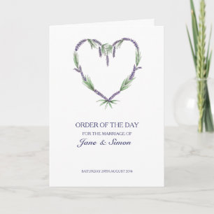 Lavender Heart Wedding ~ Order of the Day/Service Programme