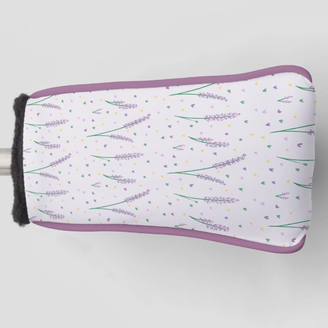 Lavender Hearts Girly Pretty Golf Head Cover (Front)