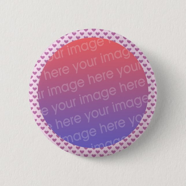 lavender hearts photo frame 6 cm round badge (Front)